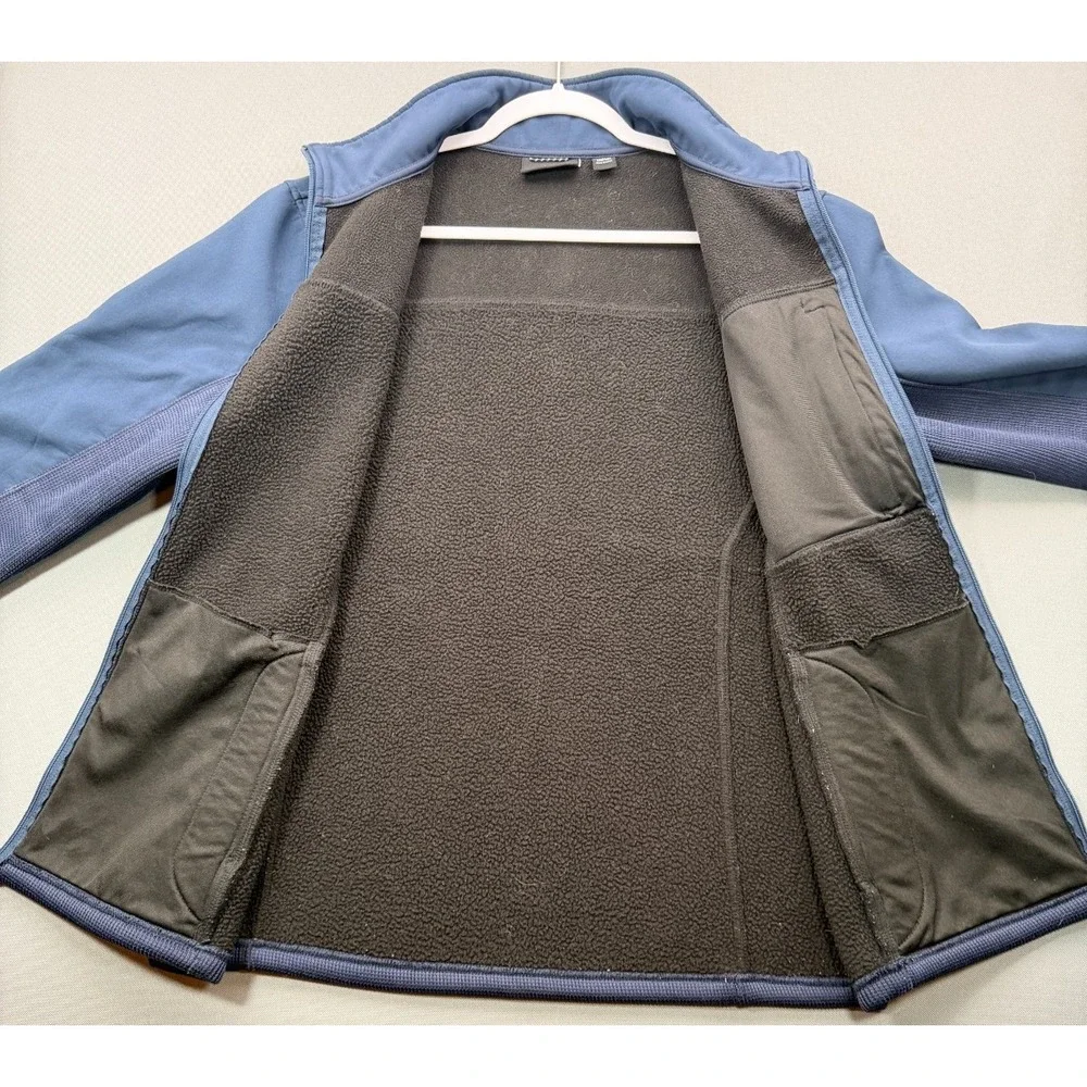 Swiss Tech Hybrid Fleece Jacket Navy Blue Full Zip Sweater | Men's Medium M